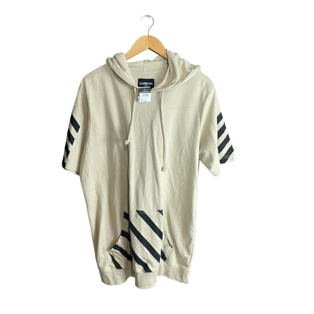 Carbon Short Sleeve Sweatshirt Beige Mens Large NWT